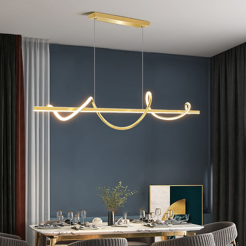 Dimmable Linear Wave Chandelier