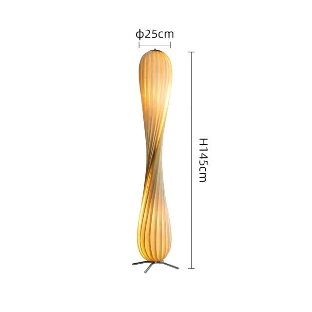 Floor lamp with dimensions indicated on a white background