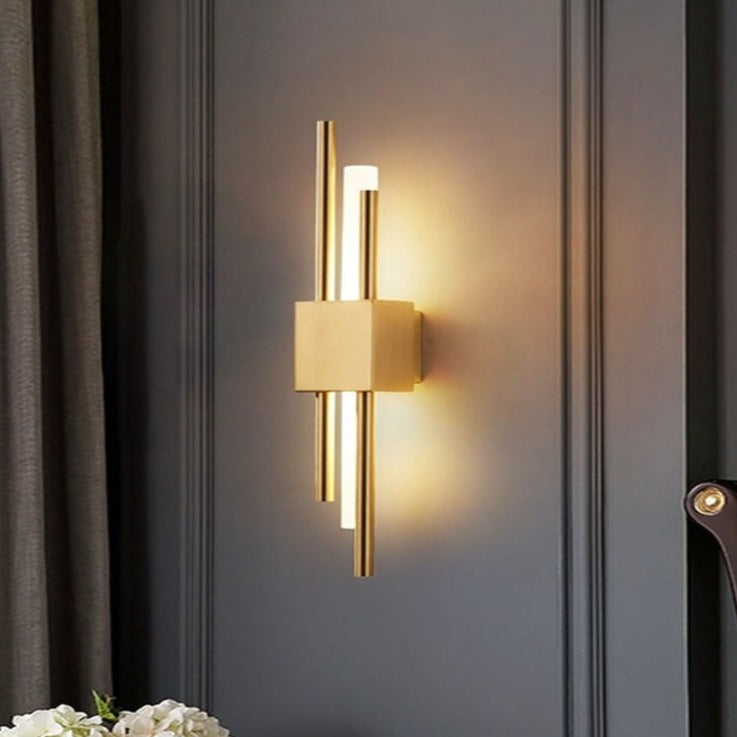 gold linear wall sconce vertical