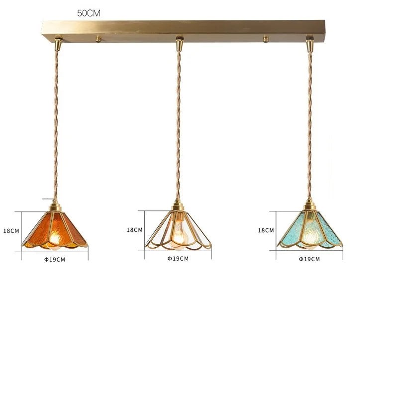 stained glass linear pendant lights