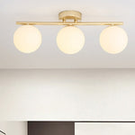Milk glass flush mount ceiling light in bedroom