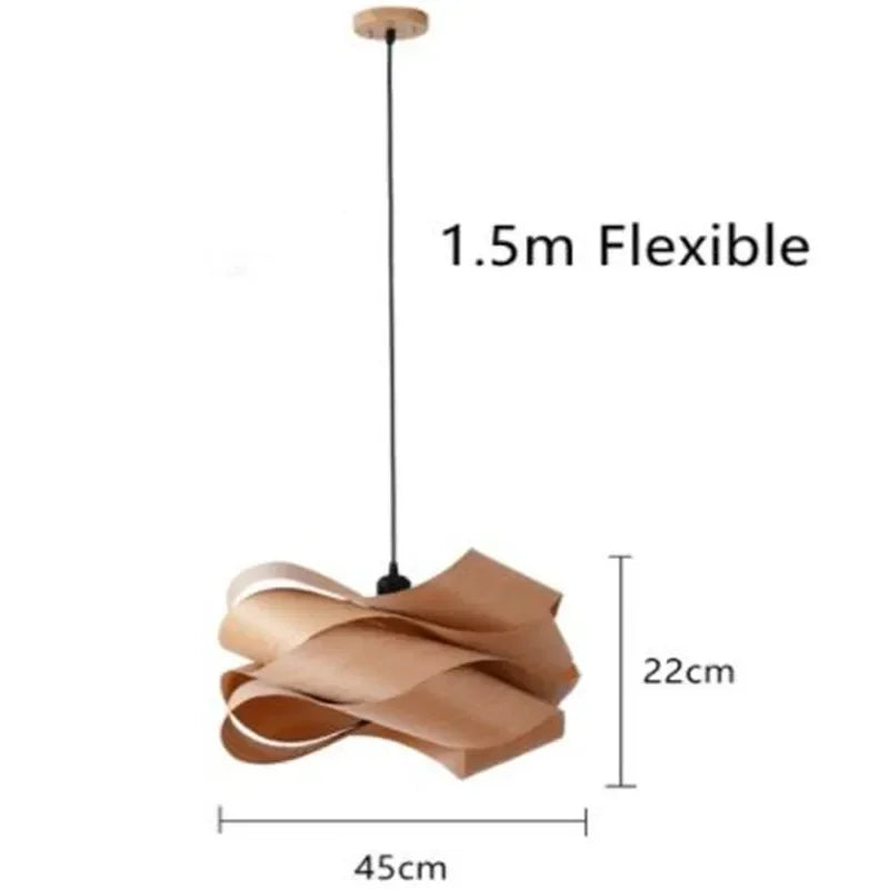 Pendant light with flexible cable, dimensions shown on a white background
