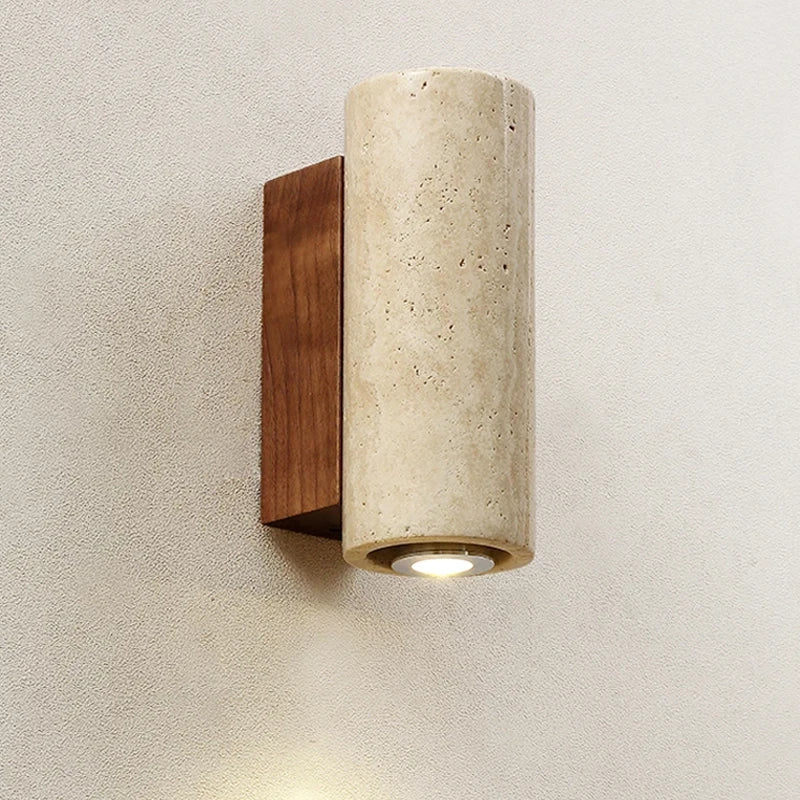 Round Travertine Led Wall Sconce