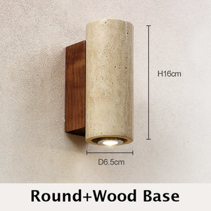 Round Travertine Led Wall Sconce