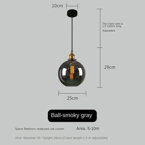 smoker glass globe pendant light