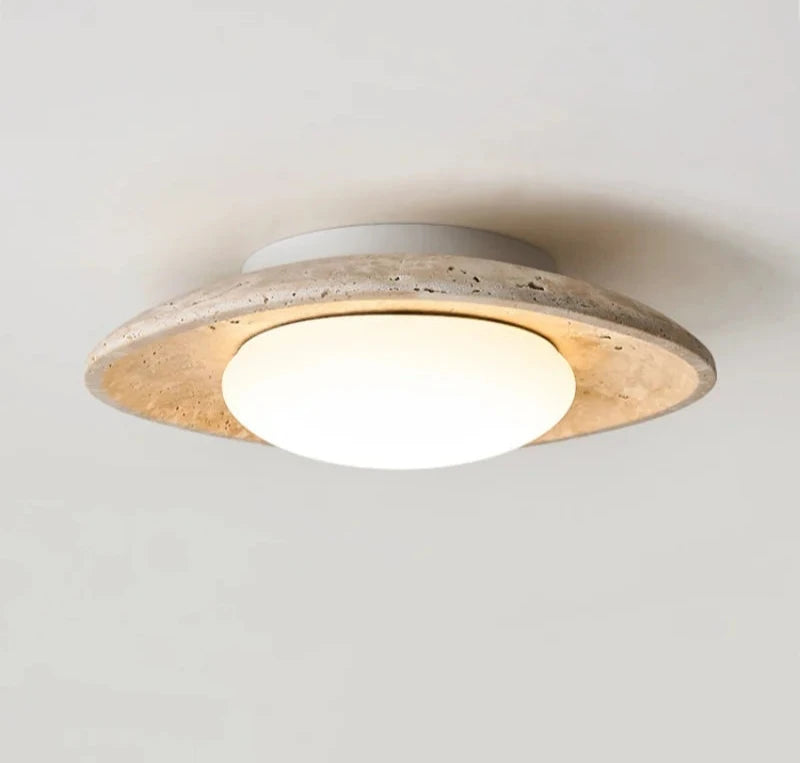 Plate Travertine Stone Ceiling Light