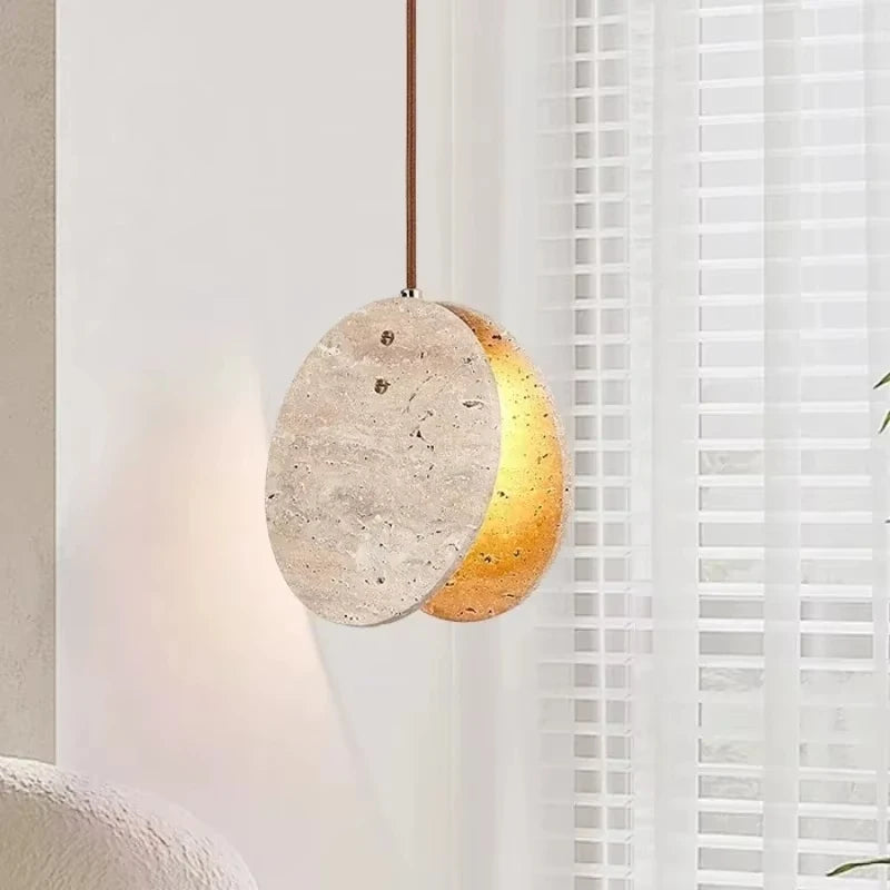 Seashell Shaped Travertine Pendant Light