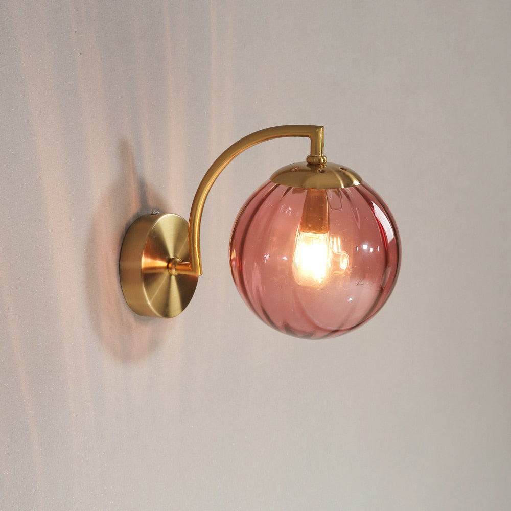 pink glass ball wall sconce