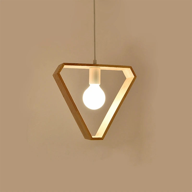 triangle wooden pendant light