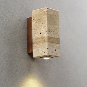 Square Travertine Led Wall Sconce