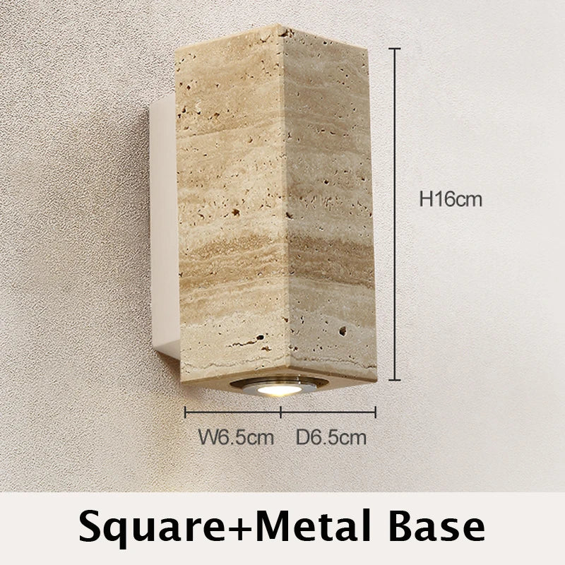 Square Travertine Led Wall Sconce