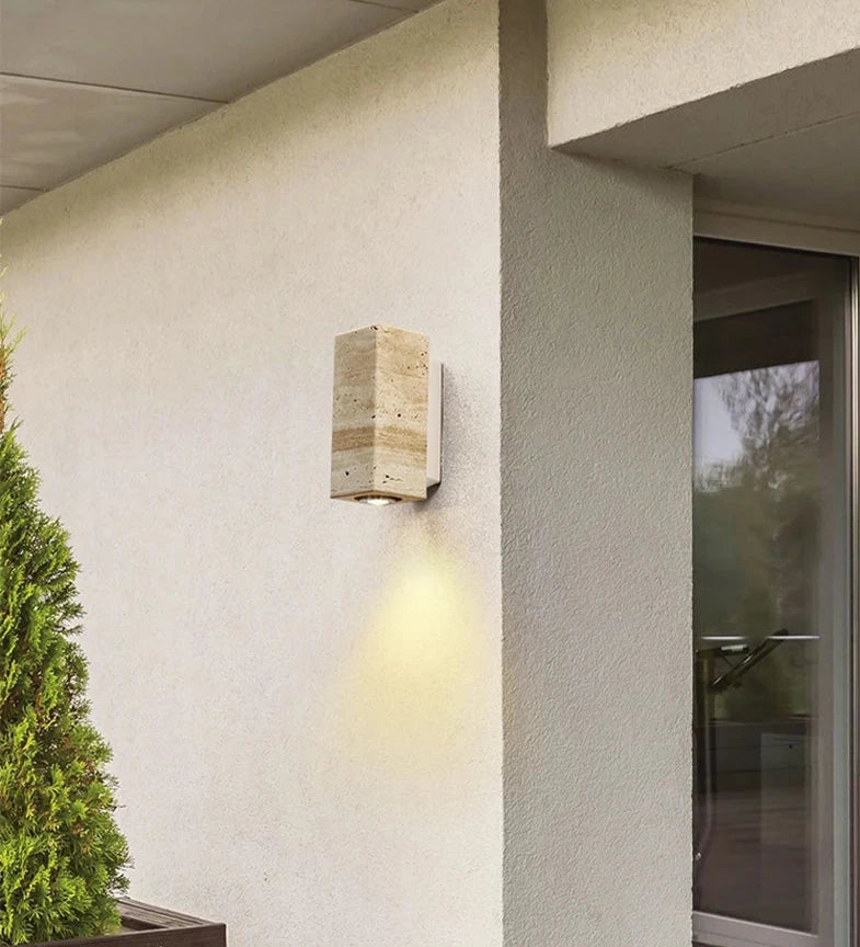 Square Travertine Led Wall Sconce