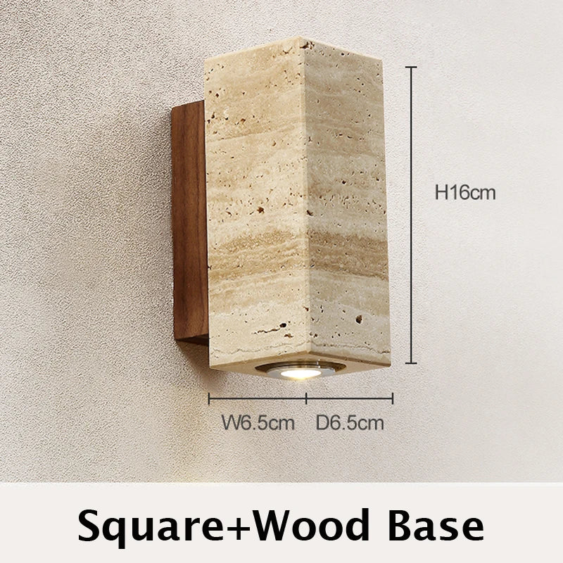 Square Travertine Led Wall Sconce