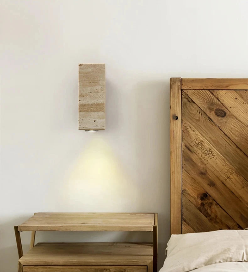 Square Travertine Led Wall Sconce