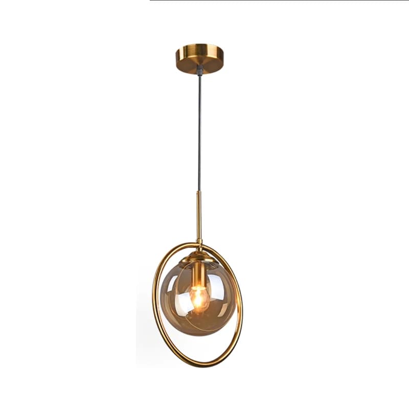 amber glass globe pendant light for dining room, restaurant, cafe