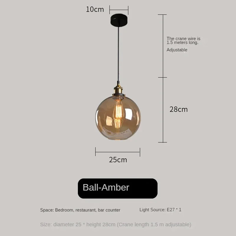 amber glass globe pendant light