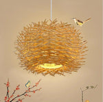 birds nest rattan pendant light