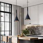 black cone pendant light dining room