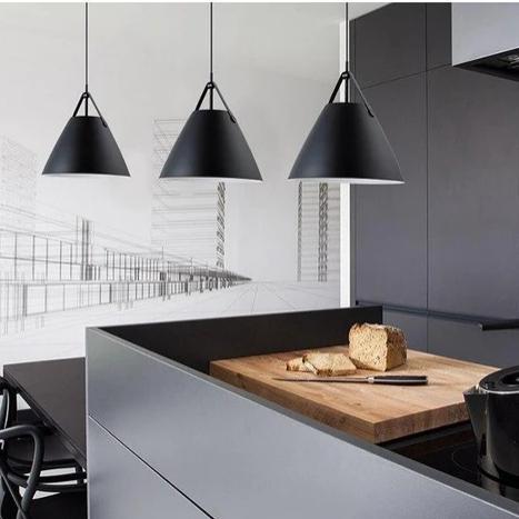 black cone pendant light kitchen island