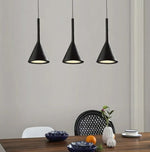 black cone pendant light dining room