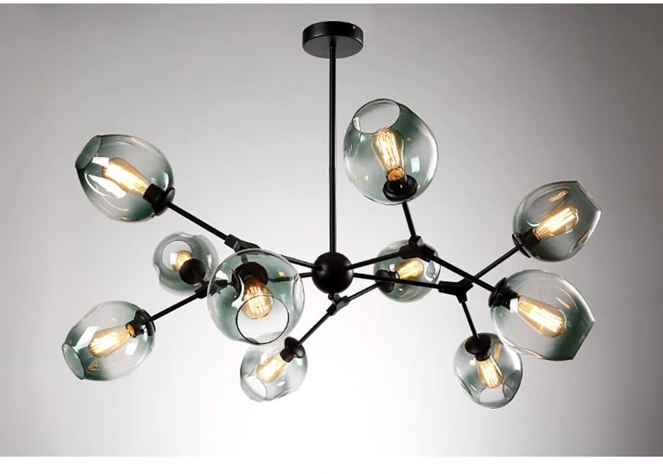 black glass globe chandelier