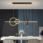 black gold linear chandelier dining room