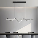 black linear chandelier