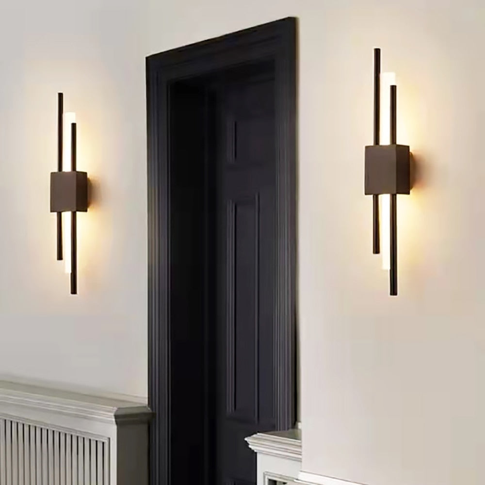 black linear shade wall sconce vertical