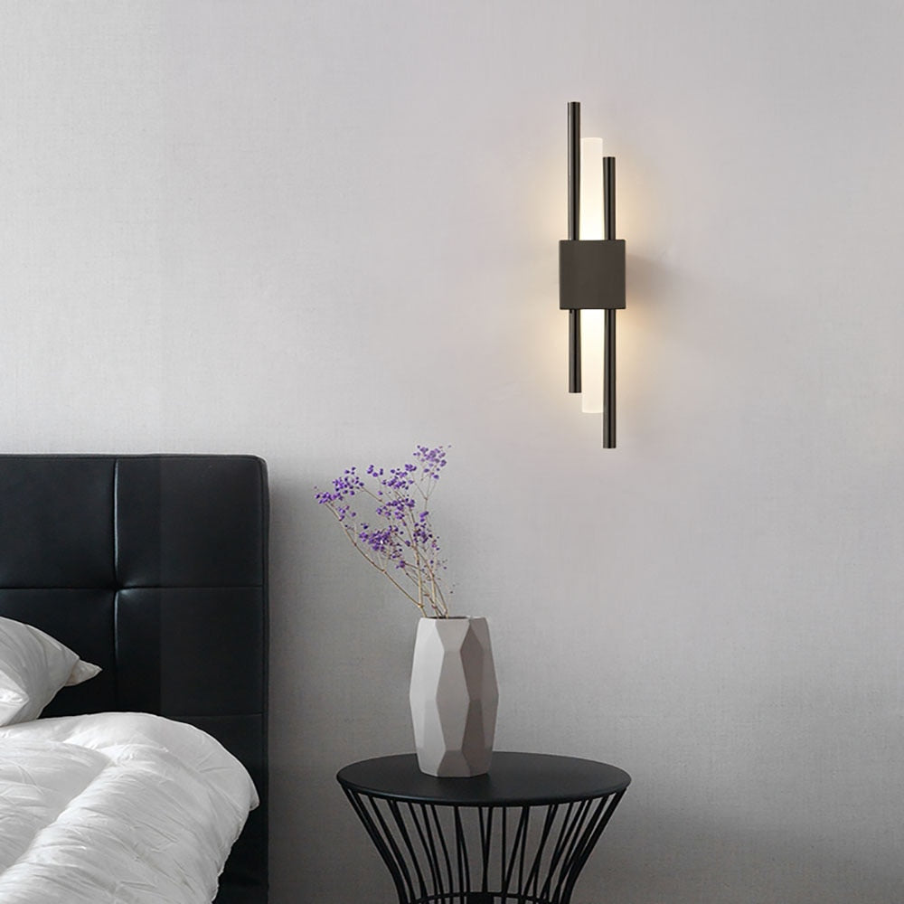 black modern linear wall sconce vertical