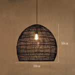 black rattan woven pendant light