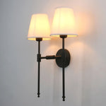 2 lights black sconce with fabric shade