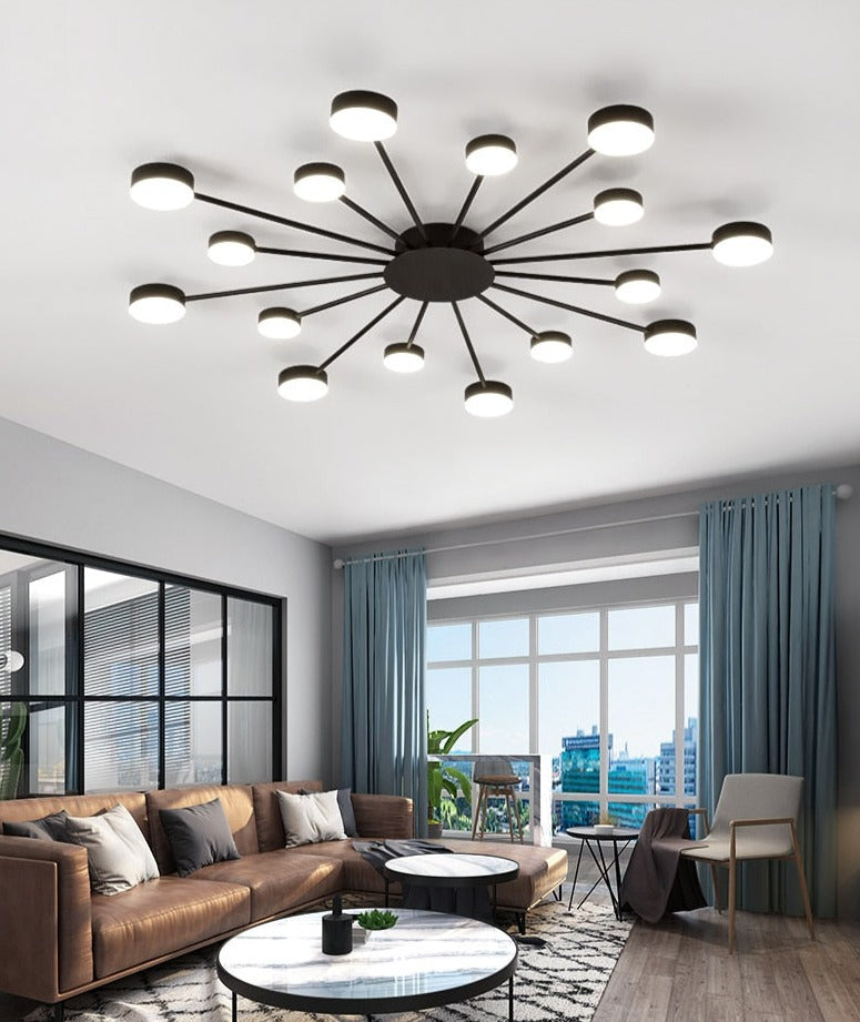 modern black sputnik chandelier living room