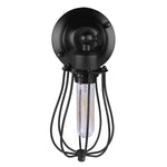 black industrial cage wall light