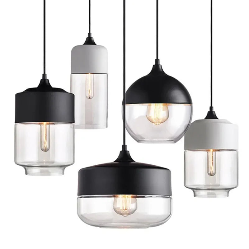 black clear glass pendant light