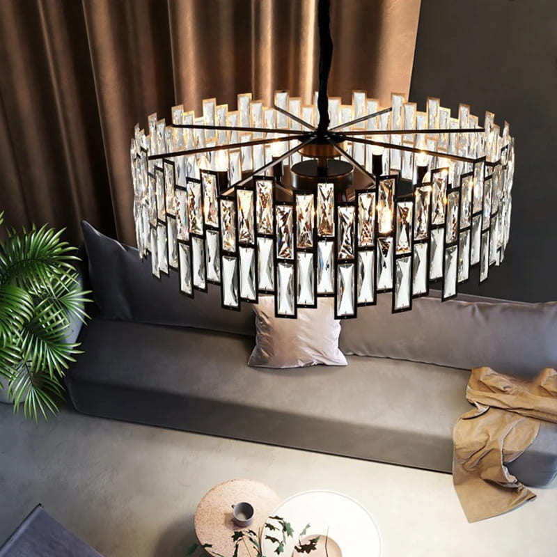 black crystal chandelier living room