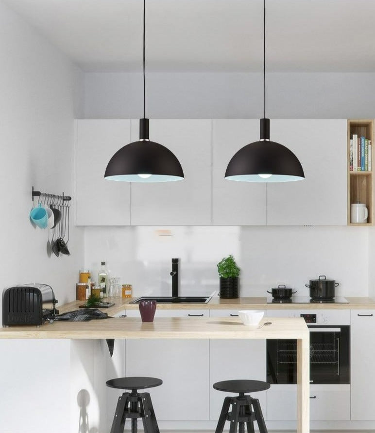 black dome pendant light