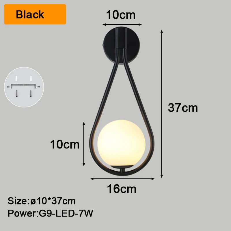 black globe wall sconce