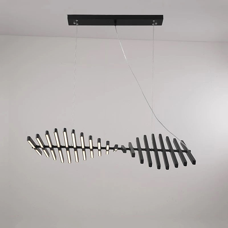 black linear chandelier