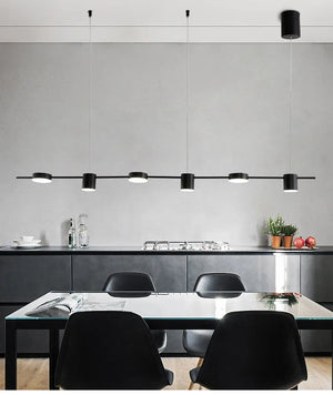 black linen chandelier dining room