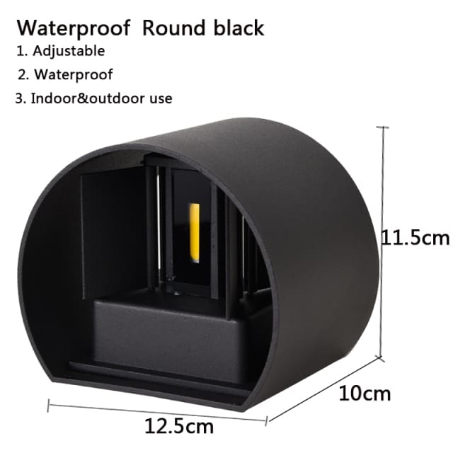 black up down wall light round