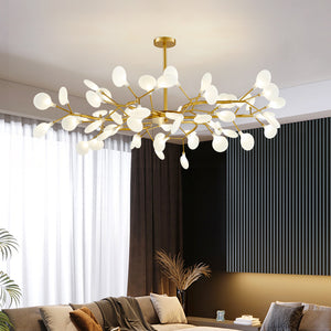 gold branch chandelier living room