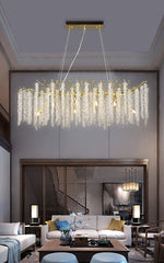branch chandelier with crystals for high ceiling light