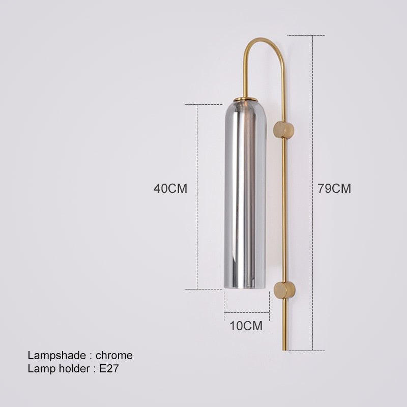 chrome Long Tube Glass Wall Sconce