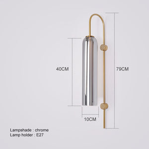 chrome long led glass wall sconce