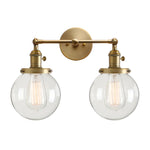 clear glass 2 lights globe wall sconces