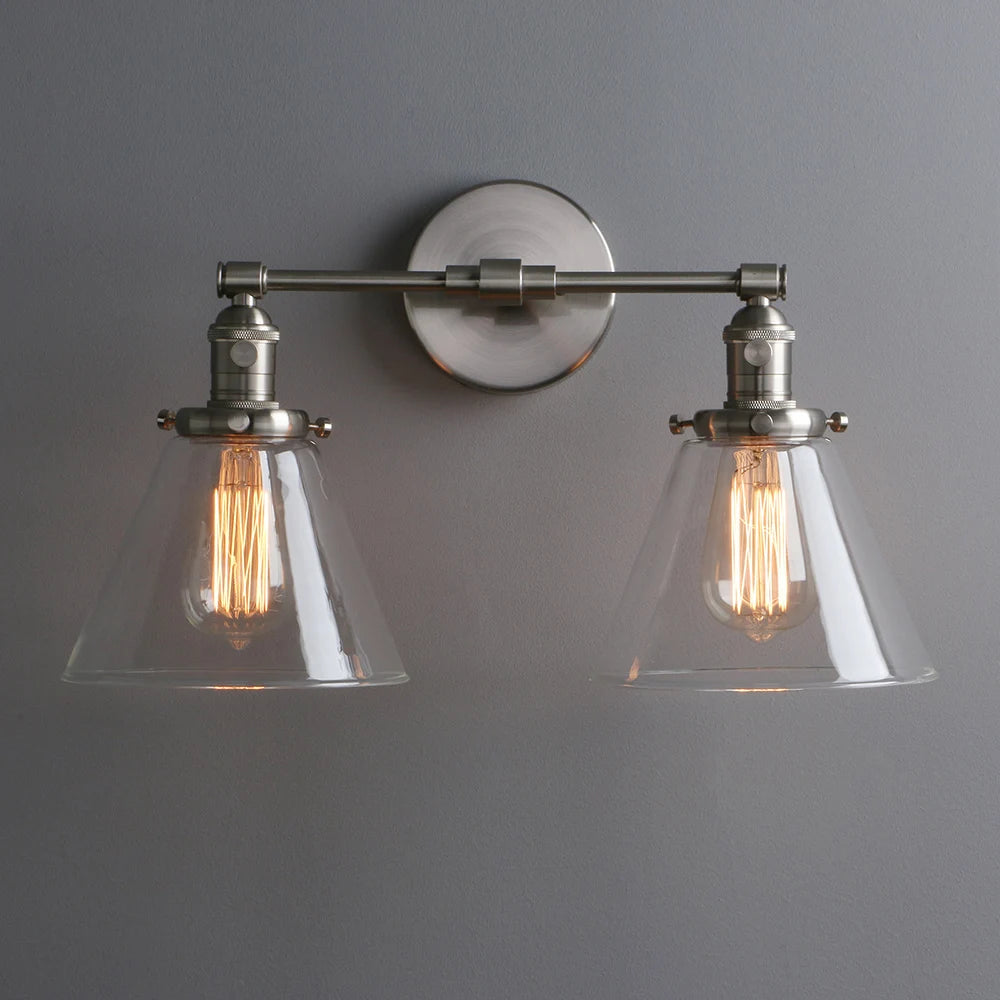 clear glass wall sconce cone shade
