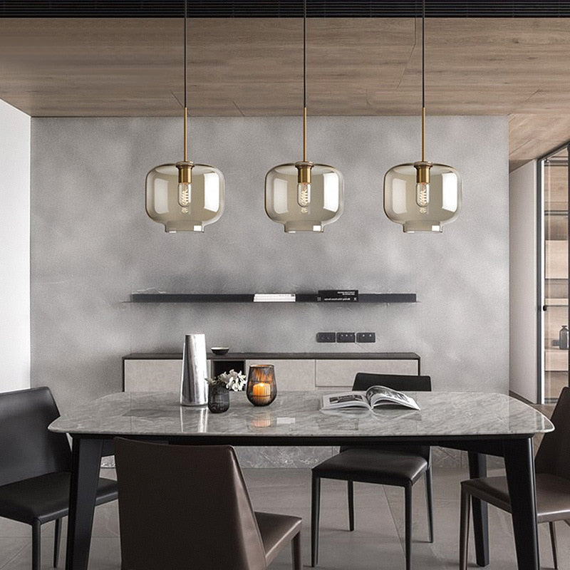 cognac glass pendant lamp dining room | Ligting Homei