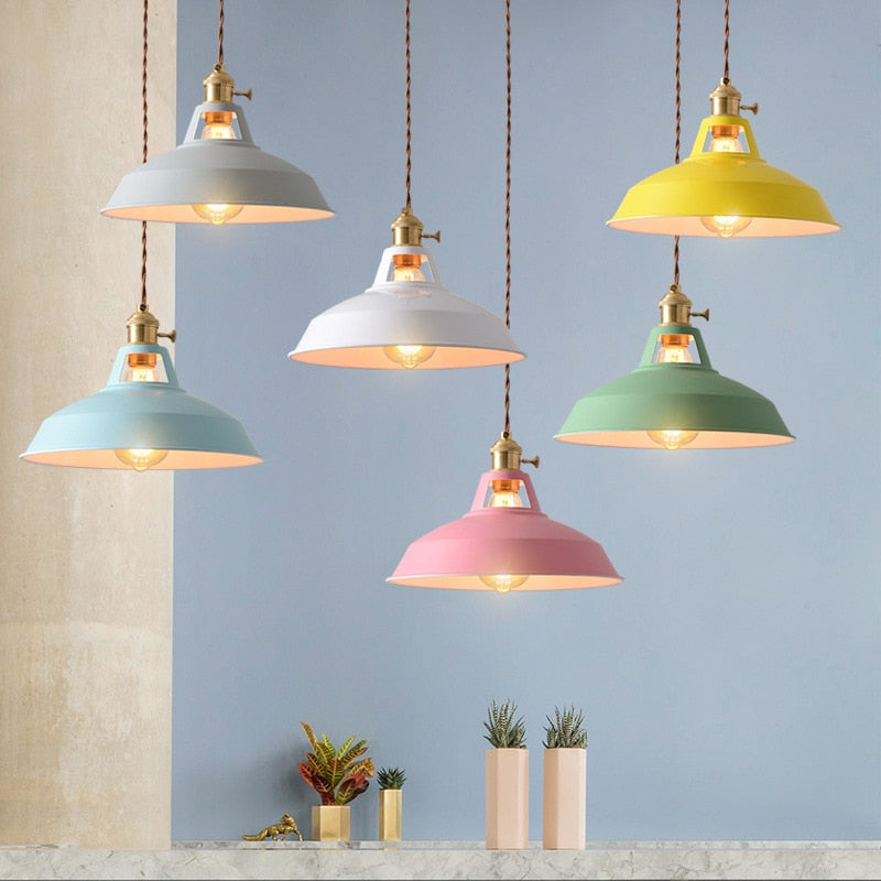 colorful industrial pendant lighting