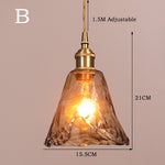 cone amber glass pendant light