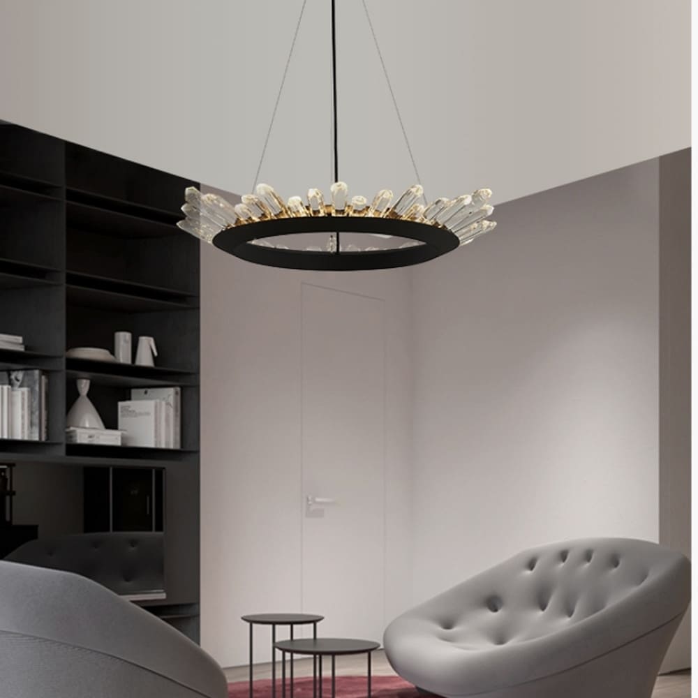 crystal round chandelier black